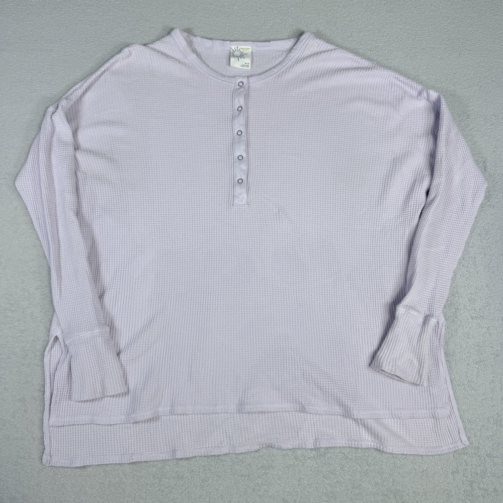 Offline Aerie Womens Henley Top Oversized Purple Waffle Knit Thumbhole Medium